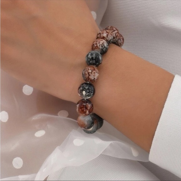 Marbled Glass Bead bracelet - Picture 1 of 3